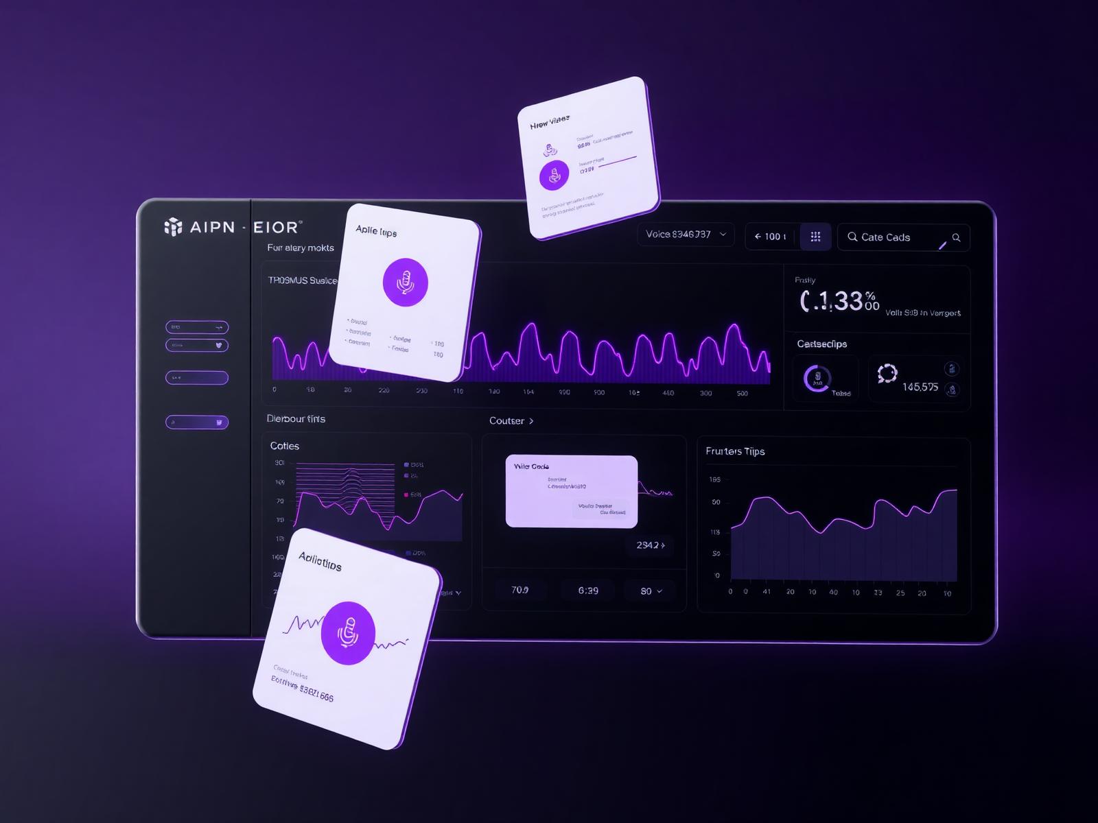 AI Scale Solutions dashboard showing live call analytics, voice waveforms, and booking metrics